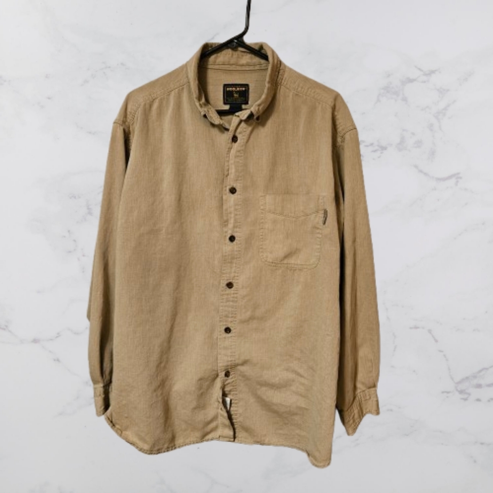 Woolrich mens XL tan long sleeve button down shirt
